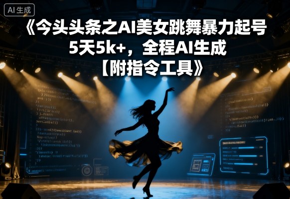 今日头条之AI美女跳舞暴力起号，5天1k+，全程AI生成【附指令工具】-灼光资源宝库