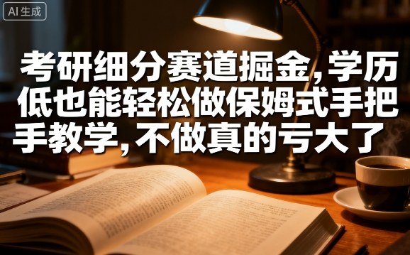 考研细分赛道掘金,日入1k+,学历低也能轻松做保姆式手把手教学,不做真的亏大了【揭秘】-灼光资源宝库