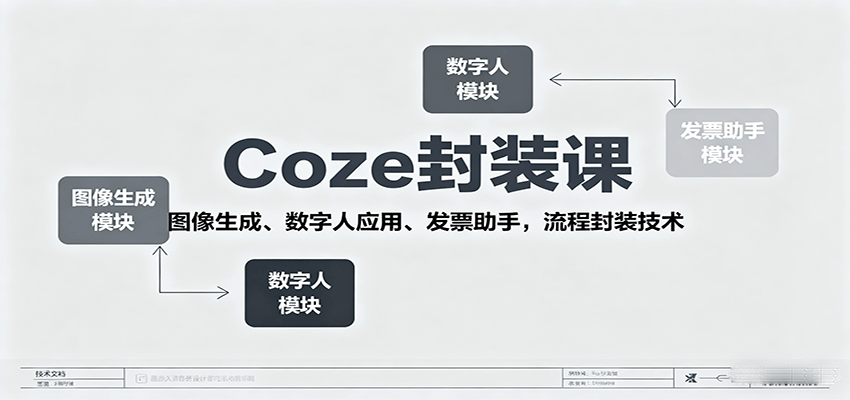 Coze封装课，图像生成、数字人应用、发票助手，流程封装技术-灼光资源宝库