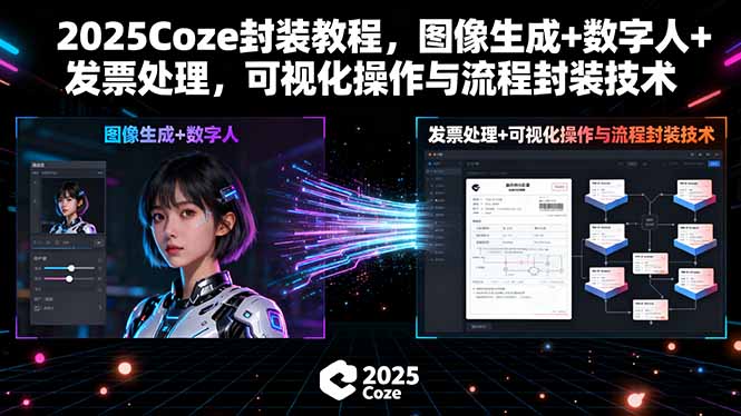 2025Coze封装教程，图像生成+数字人+发票处理，可视化操作与流程封装技术-灼光资源宝库