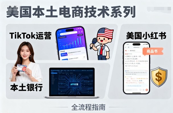 美国本土电商技术,Tiktok 运营篇+美国小红书篇+本土银行篇-灼光资源宝库