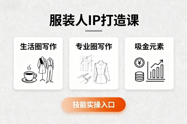 服装人IP打造课,文案创富+生活圈写作+专业圈写作+服装人专属+吸金元素+技能实操-灼光资源宝库