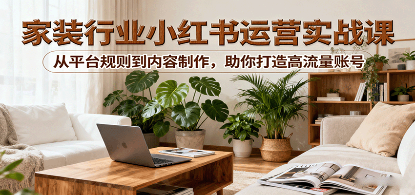 小红书家装行业运营实战课：从平台规则到内容制作，助你打造高流量账号-灼光资源宝库