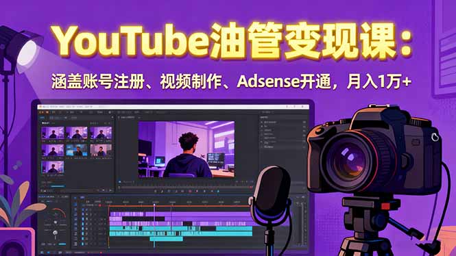 2025YouTube油管变现课：涵盖账号注册、视频制作、Adsense开通，月入1万+-灼光资源宝库