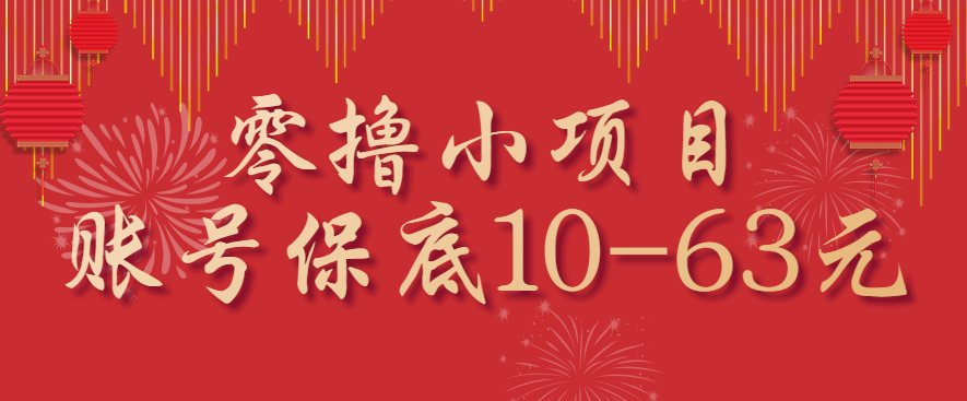 零撸小项目，一个账号保底10-63元，适合新手小白操作，能多账号领低保-灼光资源宝库