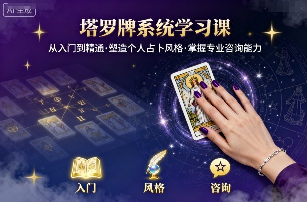 塔罗牌系统学习课,助你从入门到精通,塑造个人占卜风格,掌握专业咨询能力-灼光资源宝库