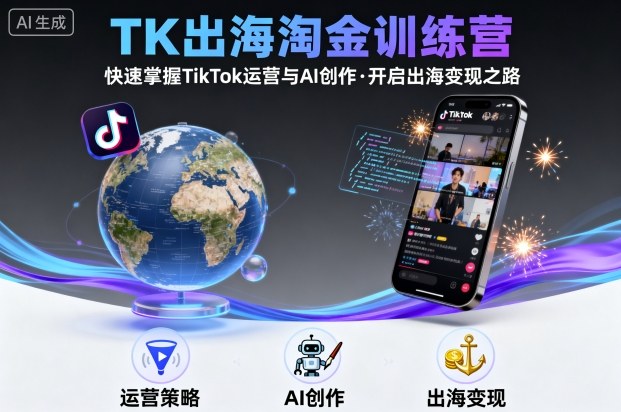 TK出海淘金训练营,助你快速掌握TikTok运营与AI创作,开启出海变现之路-灼光资源宝库