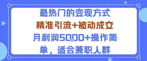 小众赛道玩法：当下最热门的变现方式，精准引流+被动成交月利润5k+操作简单，适合兼职人群-灼光资源宝库