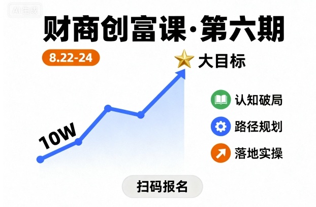 财商创富课第六期8月22-24号，如何从10W起步，一步步实现大目标-灼光资源宝库