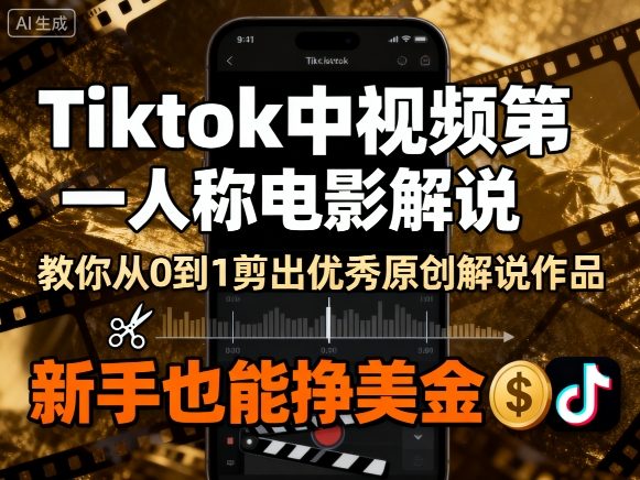 Tiktok中视频第一人称电影解说，教你从0到1剪出一个优秀的原创解说作品，新手也能挣美金-灼光资源宝库