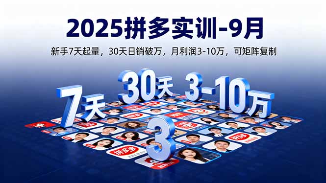 2025拼多多实训-9月：新手7天起量,30天日销破万,月利润3-10万,可矩阵复制-灼光资源宝库