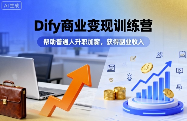 Dify商业变现训练营，帮助普通人升职加薪，获得副业收入-灼光资源宝库