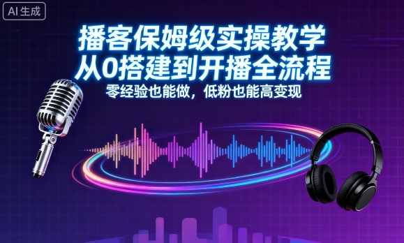 播客保姆级实操教学,从0搭建到开播全流程,零经验也能做,低粉也能高变现-蘑菇资源宝库