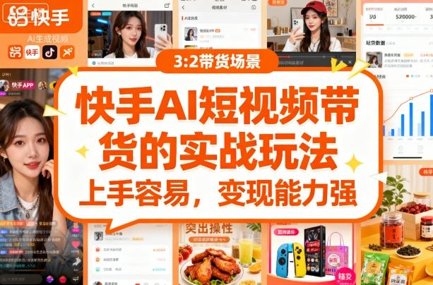 快手ai短视频带货的实战玩法，上手容易，变现能力强-灼光资源宝库