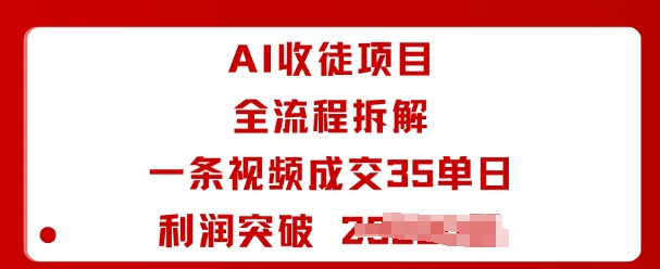 AI收徒项目全流程拆解一条视频成交35单日利润突破1k+-灼光资源宝库