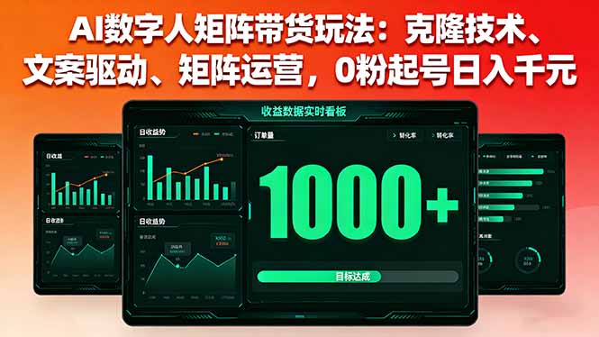 AI数字人矩阵带货玩法：克隆技术、文案驱动、矩阵运营，0粉起号日入千元-灼光资源宝库