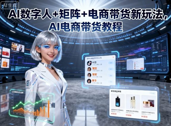 AI数字人+矩阵+电商带货新玩法，AI电商带货教程-灼光资源宝库
