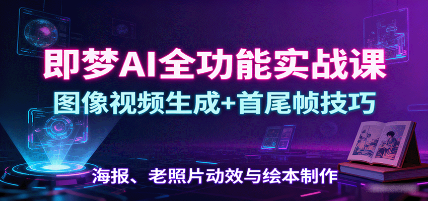 即梦AI全功能实战课：图像视频生成+首尾帧技巧，海报、老照片动效与绘本制作-灼光资源宝库