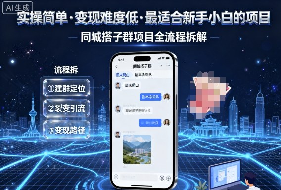 实操简单，变现难度低，最适合新手小白做的项目，每天轻松收入3张，同城搭子群项目全流程拆解-灼光资源宝库