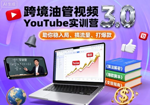 跨境油管视频YouTube实训营3.0，助你稳入局、搞流量、打爆款-蘑菇资源宝库