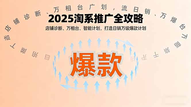 2025淘系推广全攻略,店铺诊断、万相台、智能计划,打造日销万级爆款计划-灼光资源宝库