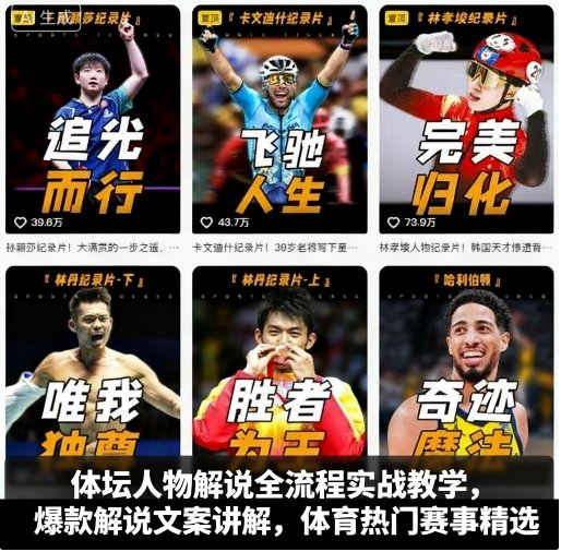 体坛人物解说全流程实战教学，爆款解说文案讲解，体育热门赛事精选-灼光资源宝库