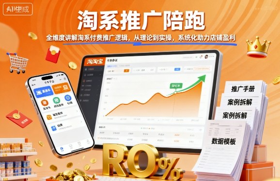 淘系推广陪跑，全维度讲解淘系付费推广逻辑，从理论到实操，系统化助力店铺盈利-灼光资源宝库