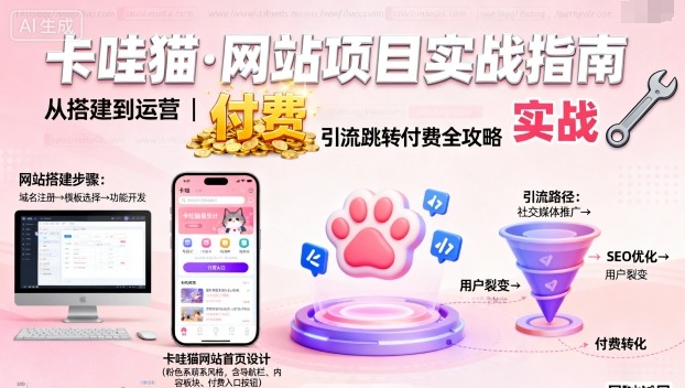 卡哇猫·网站项目,网站搭建与运营以及引流跳转付费-灼光资源宝库
