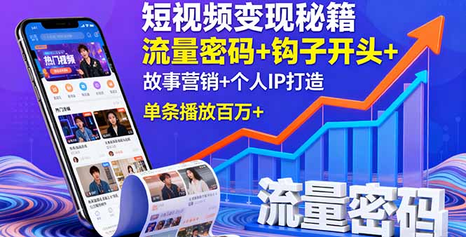 短视频变现秘籍,流量密码+钩子开头+故事营销+个人IP打造,单条播放百万+-灼光资源宝库