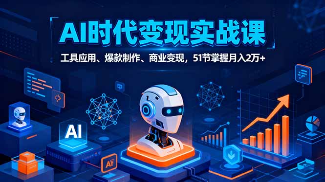 AI时代全场景实战课，工具应用、爆款制作、商业变现，51节掌握月入2万+-灼光资源宝库