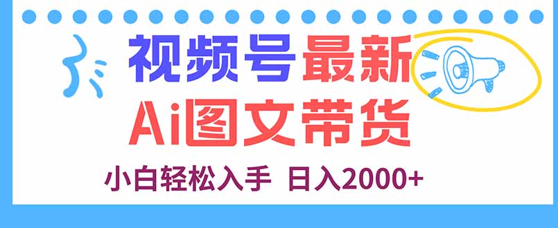 视频号最新AI图文带货，每天几分钟，小白轻松入手，日入2000+-灼光资源宝库