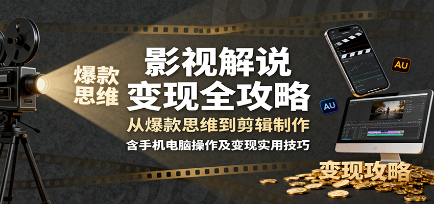 影视解说变现全攻略：从爆款思维到剪辑制作，含手机电脑操作及变现实用技巧-灼光资源宝库
