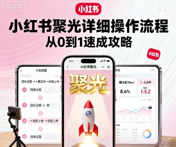 小红书聚光详细操作流程,小红书聚光从0到1速成攻略-灼光资源宝库