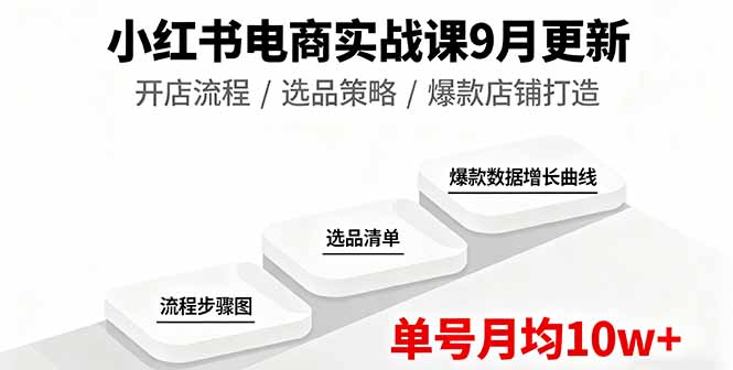 小红书电商实战课9月更新，开店流程/选品策略/爆款店铺打造，单号月均10w+-灼光资源宝库