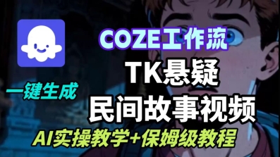 Coze扣子工作流一键生成TK悬疑民间故事视频，AI实操教学+保姆级教程-蘑菇资源宝库
