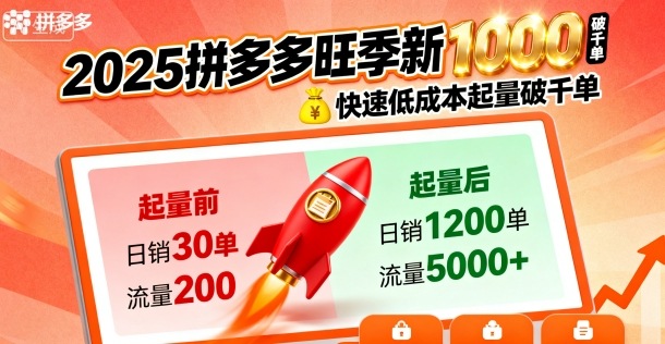 2025拼多多旺季新老店铺——快速低成本起量破千单-灼光资源宝库