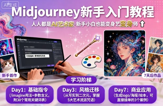 midjourney新手入门教程：人人都是AI艺术家，新手小白也能变身艺术大师-灼光资源宝库