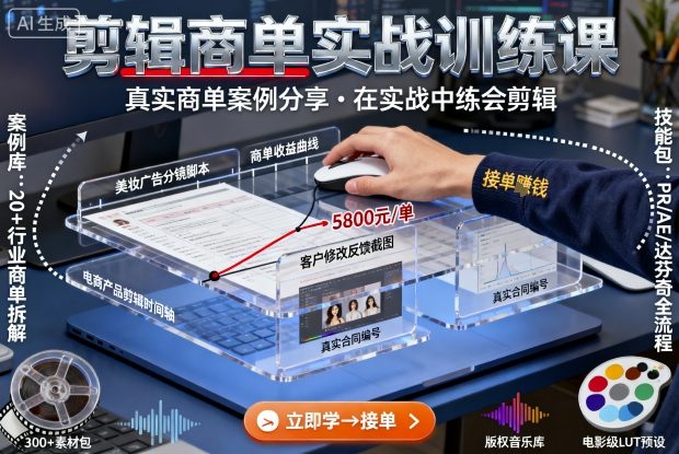 剪辑商单实战训练课,真实商单案例分享,在实战中练会剪辑-灼光资源宝库
