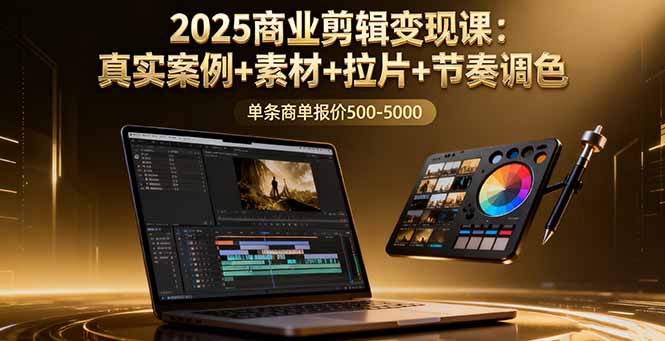 2025商业剪辑变现课：真实案例+素材+拉片+节奏调色，单条商单报价500-5000-灼光资源宝库