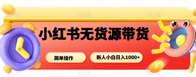小红书无货源带货项目,简单无脑,新人小白日入多张-灼光资源宝库