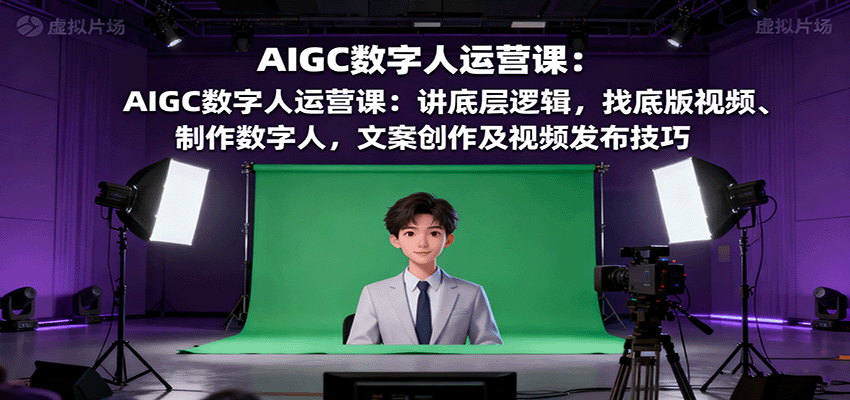 AIGC数字人运营课：讲底层逻辑，找底版视频、制作数字人，文案创作及视频发布技巧-蘑菇资源宝库