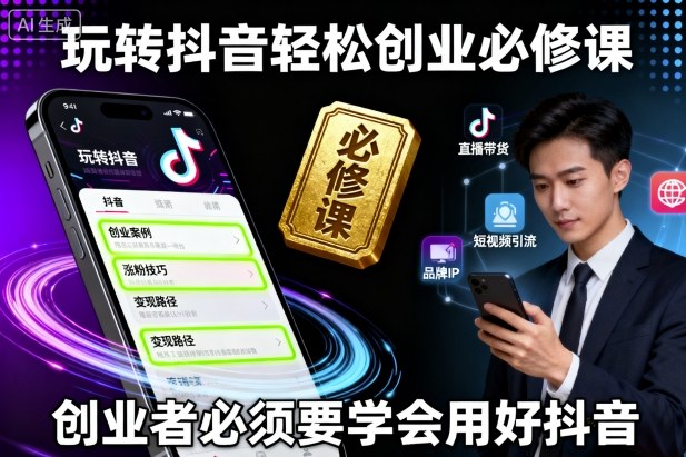 玩转抖音轻松创业必修课，创业者必须要学会用好抖音-灼光资源宝库