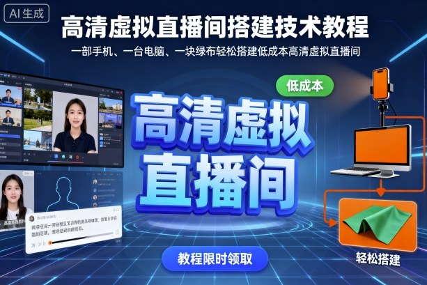 高清虚拟直播间搭建技术教程，一部手机、一台电脑、一块绿布轻松搭建低成本高清虚拟直播间-灼光资源宝库