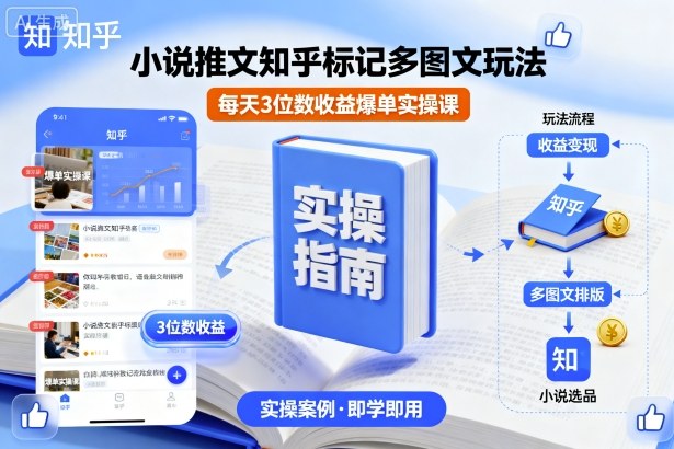 小说推文知乎标记多图文玩法，每天3位数收益爆单实操课-灼光资源宝库