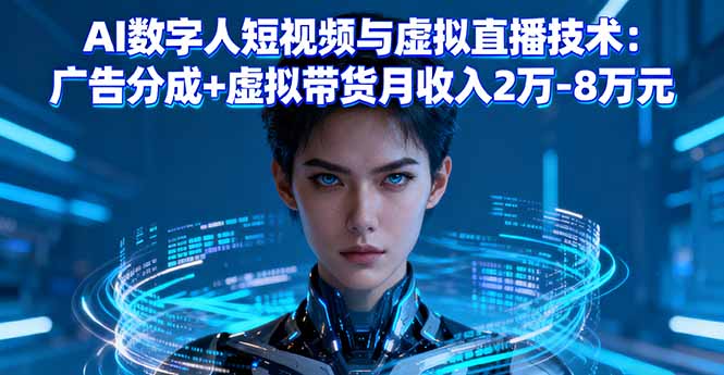 AI数字人短视频与虚拟直播技术：广告分成+虚拟带货月收入2万-8万元-灼光资源宝库