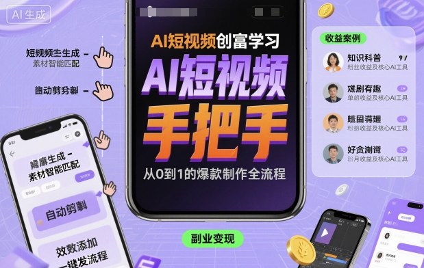 AI短视频创富学习，手把手教会你制作AI短视频-灼光资源宝库