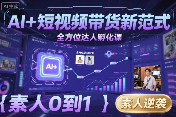 AI+短视频带货新范式全方位达人孵化课，素人也可以从0到1，全方位认知短视频带货-灼光资源宝库