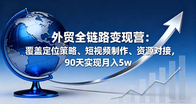 外贸全链路变现营：覆盖定位策略、短视频制作、资源对接，90天实现月入5w-灼光资源宝库