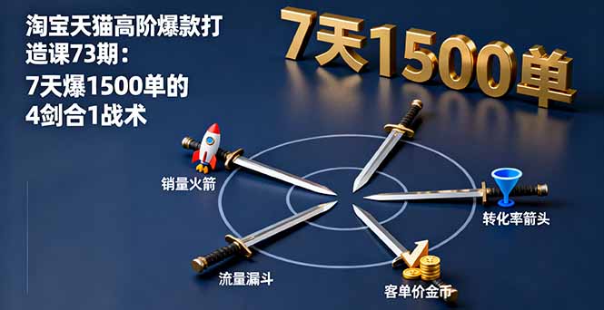 淘宝天猫高阶爆款打造课73期：7天爆1500单的4剑合1战术-灼光资源宝库