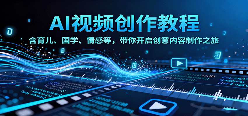 AI视频创富课,含育儿、国学、情感等,带你开启创意内容制作之旅-灼光资源宝库